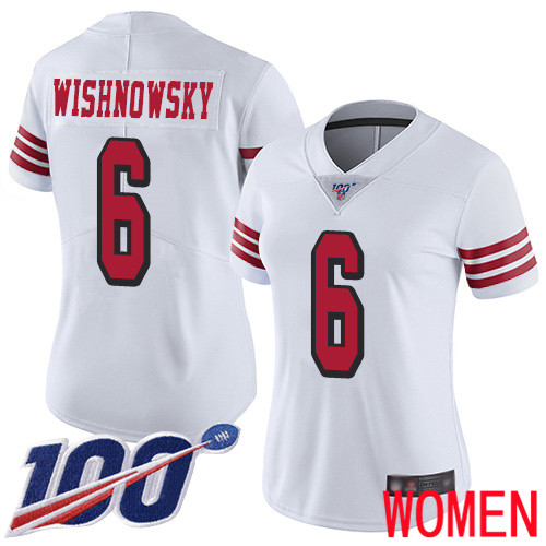 San Francisco 49ers Limited White Women Mitch Wishnowsky NFL Jersey 6 100th Season Vapor Untouchable